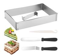 Zocipro Stampo Rettangolare Torta Alta 5 cm,27 x 18cm Estensibile 52 x 33cm | Anello per Torte Regolabile Rettangolare Tortiera da Forno in Acciaio Inox per Torte Crostate Pizze