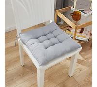 ZOCIS Cuscini quadrati per sedia, per cucina e sala da pranzo, con lacci antiscivolo, per casa, ufficio e giardino, 4 pezzi, 40 x 40 x 6 cm, grigio