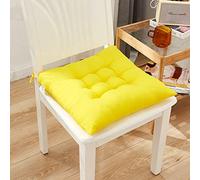 ZOCIS Cuscini Quadrati per Sedie con Lacci Antiscivolo - Ideali per Cucina, Sala da Pranzo, Casa, Ufficio, Soggiorno e Giardino - 4 Pezzi, 40 x 40 x 6 cm, Giallo