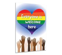 ZOCO - Poster con scritta "Everyone is Welcome Here", 30,5 x 45,7 cm, laminato, decorazione diversità e inclusione per aule e ufficio, cartello per promuovere gentilezza e uguaglianza
