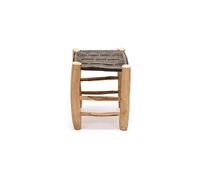 ZocoChic Sgabello artigianale marocchino, seduta intrecciata in corda nera, struttura in legno naturale, 30 x 30 x 40 cm