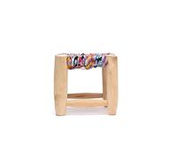 ZocoChic Sgabello per bambini marocchino artigianale, sedile decorativo per bambini con tessuto multicolore, fatto a mano, ca. Dimensioni: 25 x 22 x 22 cm