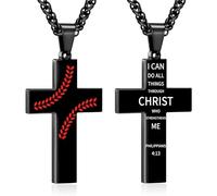 Zocomi Easter Basket Stuffers - Collana con croce da baseball, per ragazzi e uomini, in acciaio inox, catena con ciondolo a forma di croce 61 cm, regalo religioso con dedica biblica ispiratrice