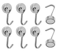 ZOCONE 6 Pezzi Ganci Magnetici Argento 14KG Forza, Neodimio Ruotabile per Cucina, Camera da Letto, Bagno, Armadietti, Calamita da Frigo (Argento)