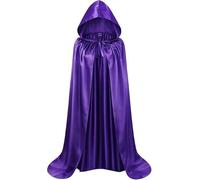 ZocRjvN Mantello viola con cappuccio, lunghezza 140 cm, mantello da strega, da donna, per costume di Halloween, gioco di ruolo e feste a tema, design comodo per adulti