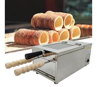 ZOCWJK Mini macchina per il pane con camino, macchina per il pane a forma di camino, macchina per il pane con cono gelato, macchina da forno con 2 rulli in acciaio inox, 220 V