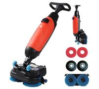 Zocxielr Lucidatrice per piastrelle senza fili e lavapavimenti automatica, 36 V/10,5 A, 2 spazzole regolabili da 200 W, 4 L + 6 L, per serbatoi d'acqua separati (rosso)