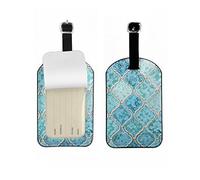 Zoczos Old Green Tile Background Travel ID Bag Tag Art Semplice Bellezza Bagagli Tag Cover Full Back Privacy Cinturino in Pelle PU 1 Pz Set, 1 Confezione