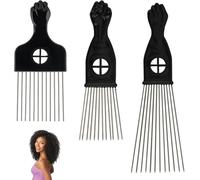 Zodazoqa Set di 3 pettini per capelli afro, in metallo, robusti e belli, resistenti, non arrugginiscono facilmente, per la cura dei capelli e lo styling dei capelli afro ricci