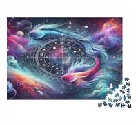 Zodiac Fish Fantasy 1000 Pezzi Cartone Extra Spesso Pacchetto Puzzle Per Adulti Sfida Del Gioco Educativo Decorazione Murale Idea Regalo 38x26cm/1000pcs