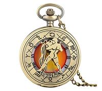Zodiac Pattern Pocket Watch Modern Necklace Pocket Watch Pendant Pocket Watch Wall Clock Gift Gift Aquarius
