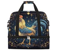 Zodiac Signs - Borsone da viaggio pieghevole con gallo, borsa da palestra espandibile con scomparto per scarpe, grande capacità, borsa da weekender, borsa da viaggio, sport, viaggi notturni