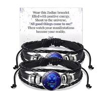 Zodiac Signs Spirit Bracelet,Retro 12 Zodiac Constellation Zodiac Multilayer Adjustable Leather Bracelets,Pulseras Planet Spirilet Bracelet Jewelry Gift for Constellation Lover (Leo)