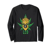 Zodiac Stoner Vibes: Disegno dell'oroscopo Leo Cannabis Weed Maglia a Manica