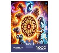 Zodiac Wheel Animals 1000 Pezzi Bundle Puzzle Mystic Magic Puzzle Cartone Extra Spesso - Preferito Dai Collezionisti, Relax Mentale, Pause Ufficio, Viaggio E Regali Festivi 52x38cm/1000pcs