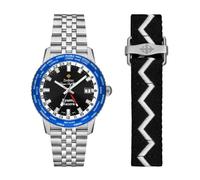 Zodiac x Rowing Blazers Super Sea Wolf GMT World Time ZO9414 Men's Automatic Watch - Black Dial, Stainless Steel Bracelet