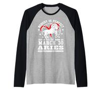 Zodiaco Ariete per Il 30 Marzo Festa di Compleanno per Donne e Uomini Maglia con Maniche Raglan