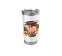 Zodiaco Cinese Lucky Pig Bicchiere termico in acciaio inox doppia parete