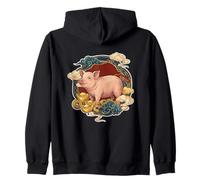 Zodiaco Cinese Lucky Pig Felpa con Cappuccio