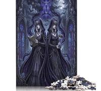 Zodiaco dei Gemelli Puzzle in Legno 500 Pezzi Adulti E Ragazzi,Sfida Impossibile,Antistress Gotico Misterioso,Idea Regalo,Legno,dai 14 Anni,Gioco Educativo,Decorazione Casa (52x38cm)