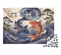 Zodiaco dei Pesci Puzzle 1000 Pezzi,dai 14 Anni,Decorazione Casa,Sfida Impossibile Carpa Koi Giapponese,Adulti E Ragazzi,Gioco Educativo,Cartone Di Qualità,Idea Regalo,Antistress 70x50cm