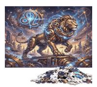 Zodiaco del Leone Puzzle in Legno 500 Pezzi Adulti E Ragazzi,dai 14 Anni,Sfida Impossibile Steampunk,Antistress,Gioco Educativo,Decorazione Casa,Idea Regalo,Legno (52x38cm)