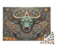Zodiaco del Toro Puzzle 1000 Pezzi,Sfida Impossibile,Antistress,Decorazione Casa Aztec Art,Idea Regalo,Adulti E Ragazzi,Cartone Di Qualità,dai 14 Anni,Gioco Educativo 38x26cm