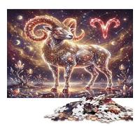 Zodiaco dell Ariete Puzzle in Legno 1000 Pezzi Adulti E Ragazzi,dai 14 Anni,Decorazione Casa Cristallo del Sogno Rosso,Sfida Impossibile,Gioco Educativo,Legno,Idea Regalo,Antistress (75x50cm)