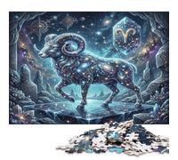 Zodiaco dell Ariete Puzzle in Legno 500 Pezzi Adulti E Ragazzi,Decorazione Casa,Idea Regalo Cristallo del Sogno,Gioco Educativo,Sfida Impossibile,Legno,dai 14 Anni,Antistress (52x38cm)