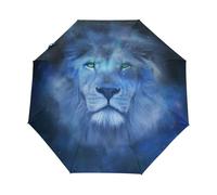 Zodiaco Spaziale Leone Leone Animale Ombrello Pieghevole Automatico Ombrelli Antivento Protezione UV da Viaggio per Bambini Ragazzi Ragazze