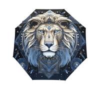 Zodiaco Spaziale Leone Leone Ombrello Pieghevole Automatico Ombrelli Antivento Protezione UV da Viaggio per Bambini Ragazzi Ragazze