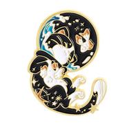 Zodiacs Gatti E Cieli Stellati Smaltato Spilla Lega Spazio A Tema Distintivo Pin Gioielli Donne Uomini Bambini Lega Gatti Pin Collezione, Misura unica, come descritto