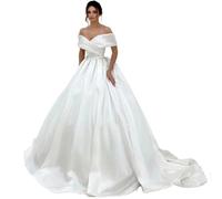 ZODICK Eleganti Abiti da Sposa in Raso A-Line off Spalla Principessa Abito da Sposa da Donna Anagrafe Abiti da Sposa su Misura