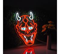 ZODZ Hannya Mask Insegna al neon per decorazione da parete Tattoo Studio Shop con interruttore dimmerabile LED al neon insegne alimentate tramite USB Anime Demon Devil Spirit Art Light per uomo