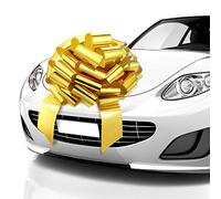 Zoe Deco - Grande Fiocco per Auto - Oro, 58 cm - Fiocco Gigante per Auto di Forma Rotonda per Compleanno, Natale, ricevimento di Nozze, Festa a Sorpresa - Grande Confezione Regalo per Grandi Regali