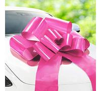 Zoe Deco - Grande fiocco per auto - Rosa, 76 cm / 30 pollici - con 2 fiocchi accessori dorati - per compleanno, Natale, ricevimento di nozze, festa a sorpresa - Confezione regalo grande