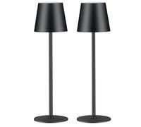 Zoeger Lampada da tavolo senza fili, 2 pezzi, a LED, ricaricabile, a batteria, luce bianca calda (2700 K-6000 K), in alluminio, per esterni, IP54, impermeabile, per ristorante, camera da letto, bar