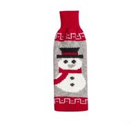 Zoegneer 2 coperture per bottiglie di vino lavorate a maglia, con Babbo Natale e pupazzo di neve, un regalo di Natale fantastico e speciale per familiari e amici, Come da immagine, D