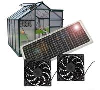 Zoegneer 20W Kit Ventilatore Solare Pannello Solare Con Due Ventole Impermeabili Con Cavo Radiatore Solare Incorniciato Ventilatore Solare Per Serra Capannoni Pollo Coop Pet House