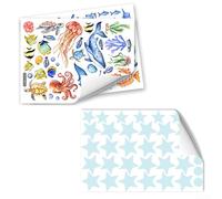 Zoegneer 3pcs luminoso marino animali adesivi murali bagliore nel buio pvc auto creature marine design realistico camera da letto vivaio camera dei bambini tema subacqueo decorativo vin