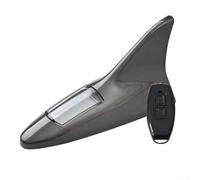 Zoegneer Antenna a pinna a energia solare, decorativa, luce posteriore a LED con telecomando, per auto, camion, SUV, maggiore sicurezza di guida, lampeggiante, sensore di vibrazione, ABS ma (grigio)