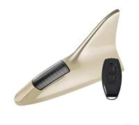 Zoegneer Antenna a pinna a energia solare, decorativa, luce posteriore a LED con telecomando, per auto, camion, SUV, maggiore sicurezza di guida, lampeggiante, sensore di vibrazione, ABS MA (oro)