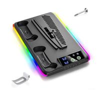 Zoegneer Base di raffreddamento con caricatore doppio controller RGB 3-Speed Fan Hub USB per Slim e Pro (nero)