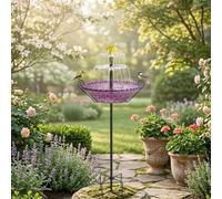Zoegneer Fontana per uccelli a energia solare con supporto separato pannello solare per una luce solare ottimale che scorre l'acqua attira gli uccelli da bere e fare il bagno, per giardino, patio
