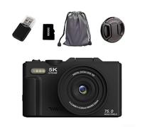 Zoegneer Fotocamera digitale HD 5K con sensore da 75 MP con zoom automatico 18x, schermo IPS Flip da 3 pollici e connettività WiFi per vlogging, fotografia di viaggio, condivisione sui social media e