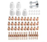 Zoegneer Kit di 61 pezzi di materiali di consumo per taglio al plasma PT31 con guida a rullo per CUT-40 CUT-45 inclusi ugelli estesi elettrodi anelli a spirale e tazze in terracotta per saldatura