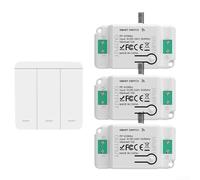 Zoegneer Kit interruttore della luce senza fili 3 gang RF interruttore di controllo remoto con 3 ricevitori per illuminazione interna esterna corridoio garage nessun ricablaggio necessario 433 MHz