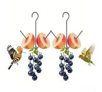 Zoegneer Mangiatoia per uccelli in metallo da appendere, per esterni, con gancio, per giardino, patio e cortile, attira orientoli, colibrì e cardinali, design a due rebbi (confezione da 2)