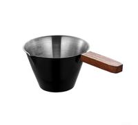 Zoegneer Misurino per espresso in acciaio inox con manico in legno, design a doppio beccuccio e segni di capacità trasparenti per una preparazione precisa del caffè e versamento per caffè espresso Ma