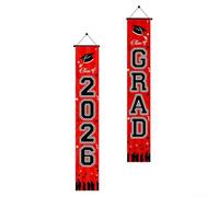 Zoegneer Set di decorazioni per feste di laurea 2026 nero e rosso con design tematico in robusto materiale plastico kit completo per celebrare l'anno senior memorabile e uso versatile in (couplet)